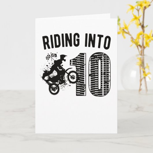 10番目の誕生日ギフト・ダート・バイク10歳の少年 カード (黄色い花)