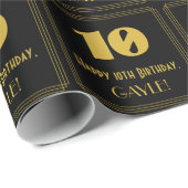 10番目の誕生日-インスパイアアールデコの外観「10」 & Name ラッピングペーパー (ロールコーナー)