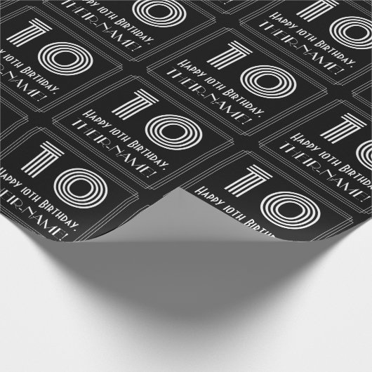10番目の誕生日:インスパイアアールデコの検索"10" (名前あり) ラッピングペーパー (角)