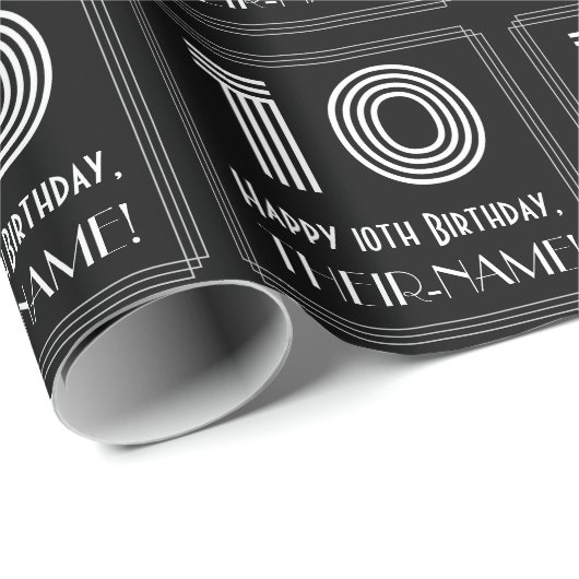 10番目の誕生日:インスパイアアールデコの検索"10" (名前あり) ラッピングペーパー (ロールコーナー)