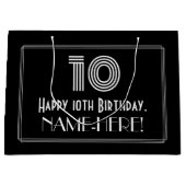 10番目の誕生日:インスパイアアールデコの「10」の外観と名前 ラージペーパーバッグ (正面)