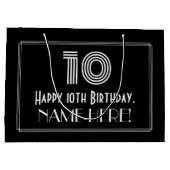 10番目の誕生日:インスパイアアールデコの「10」の外観と名前 ラージペーパーバッグ (裏面)