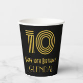 10番目の誕生日:インスパイアアールデコの「10」の外観と名前 紙コップ (正面)