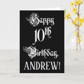 10番目の誕生日: ファンシー、スクリプエレガントト+名前をカスタムする カード (黄色い花)