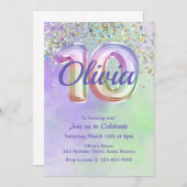 10番目の誕生日,絞り染め, 10,グリッター招待状 招待状 (正面/裏面)