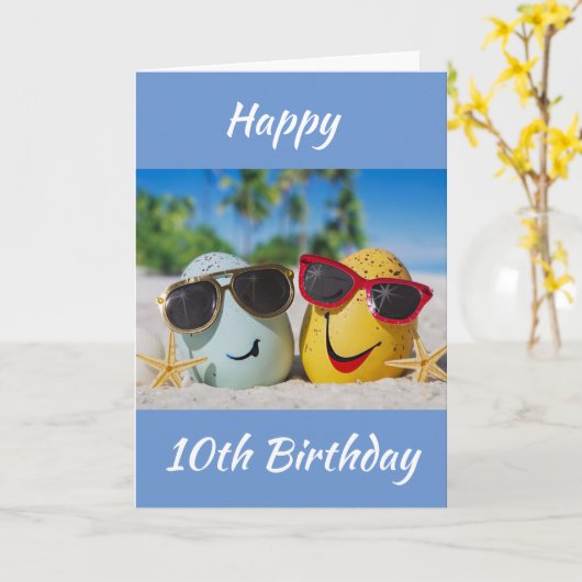 **10番目の誕生日**良い卵を望む！カード カード (黄色い花)