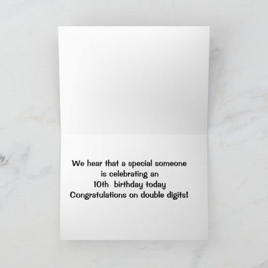 **10番目の誕生日** 2桁の誕生日の願いカード カード (内部)