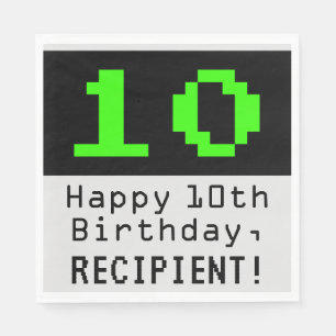 10番目の誕生日- Nerdy / オタク系のスタイル「10」と名前 スタンダードランチョンナプキン