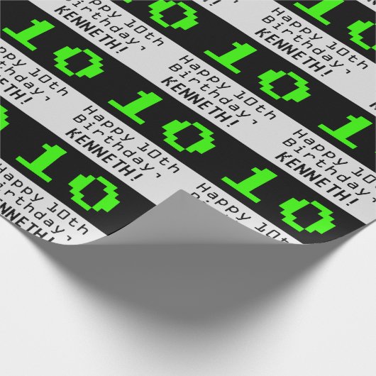 10番目の誕生日- Nerdy / オタク系のスタイル「10」と名前 ラッピングペーパー (角)