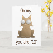 **10番目の誕生日WISHES** (間抜け子猫) カード (黄色い花)