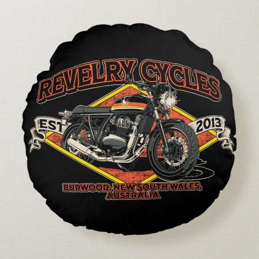 10祝年のRevelry Cyclesクッション ラウンドクッション (正面)