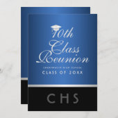 10級モダン懇親会ブルーシルバーブラック 招待状 (正面/裏面)