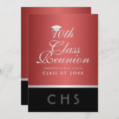 10級モダン懇親会レッドシルバーブラック 招待状 (正面/裏面)