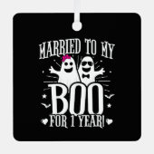 10結婚月1日おもしろい記念 メタルオーナメント (正面)