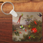 10羽のハチドリが集まる熱帯地方 キーホルダー (正面)