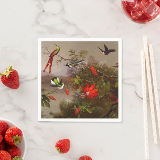 10羽のハチドリが集まる熱帯地方 スタンダードカクテルナプキン (インサイチュ)