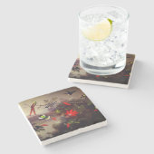 10羽のハチドリが集まる熱帯地方 ストーンコースター (横)