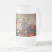 10羽のハチドリが集まる熱帯地方 フロストグラスビールジョッキ (正面右)