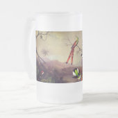 10羽のハチドリが集まる熱帯地方 フロストグラスビールジョッキ (正面左)