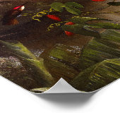 10羽のハチドリが集まる熱帯地方 ポスター (角)