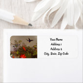 10羽のハチドリが集まる熱帯地方 ラベル (インサイチュ)