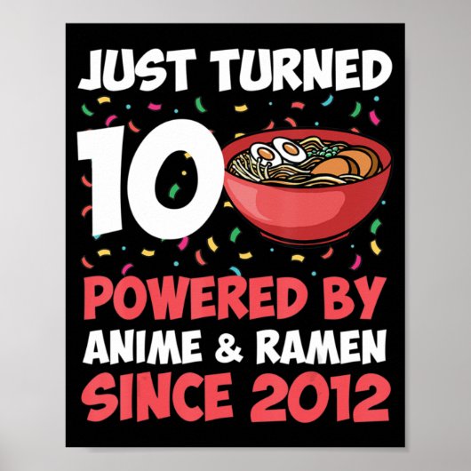 10誕生日かわいいアニメラーメン10歳ガール ポスター (正面)