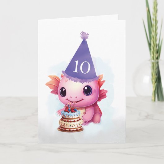 10誕生日かわいいピンクアクソロトル カード (正面)