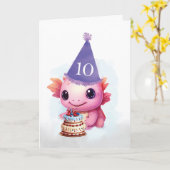 10誕生日かわいいピンクアクソロトル カード (黄色い花)