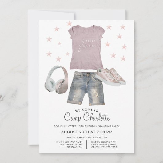 10誕生日の下でパーティーを輝かせ 招待状 (正面)