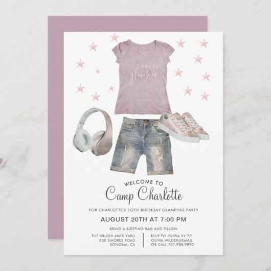 10誕生日の下でパーティーを輝かせ 招待状 (正面/裏面)