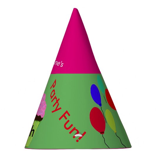 10誕生日カップケーキバルーンパーソナライズされた帽子 パーティーハット (右)