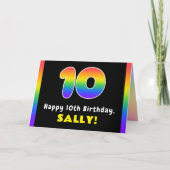 10誕生日カラフル:レインボー# 10、名前をカスタムする カード (正面)