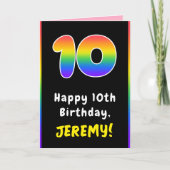 10誕生日カラフル:レインボー# 10、名前をカスタムする カード (正面)