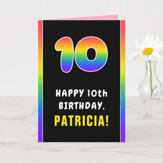 10誕生日カラフル:レインボー# 10、名前をカスタムする カード (小さな植物)