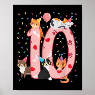 10誕生日ガールかわいい猫の衣装10歳Bd ポスター