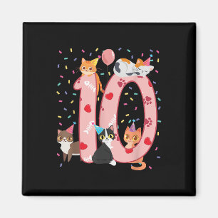 10誕生日ガールかわいい猫の衣装10歳Bd マグネット