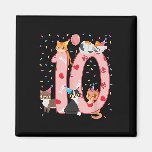 10誕生日ガールかわいい猫の衣装10歳Bd マグネット (正面)