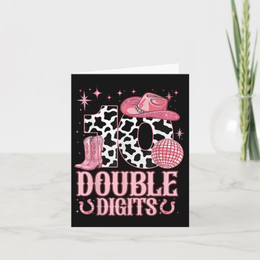 10誕生日ガールウェスタンコケットボウ女性のカーボーイビ カード (正面)