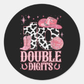 10誕生日ガールウェスタンコケットボウ女性のカーボーイビ ラウンドシール (正面)