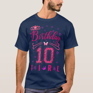 10誕生日ガールキュートクラウン10歳誕生日 Tシャツ