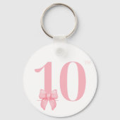 10誕生日ガールピンクボウキーチェーン キーホルダー (正面)