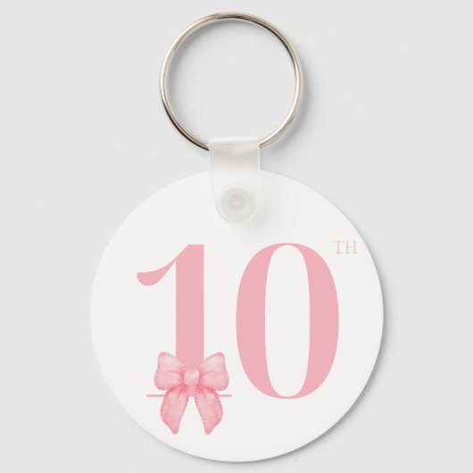 10誕生日ガールピンクボウキーチェーン キーホルダー (正面)