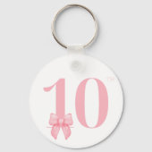10誕生日ガールピンクボウキーチェーン キーホルダー (裏面)
