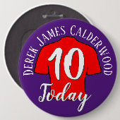 10誕生日サッカーバッジをパーソナライズするボタン 缶バッジ (正面&裏面)