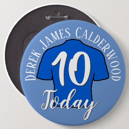 10誕生日サッカーバッジをパーソナライズするボタン 缶バッジ (正面&裏面)