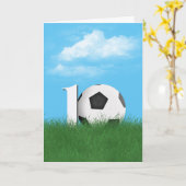10誕生日サッカーボールinグリーングラス カード (黄色い花)