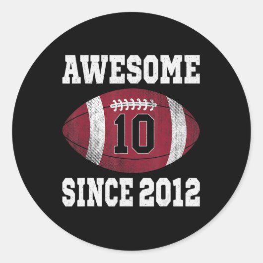 10誕生日サッカー選手10歳ヴィンテージ ラウンドシール (正面)