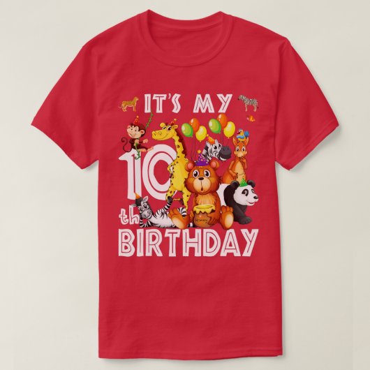 10誕生日サファリジャングル動物好き Tシャツ (デザイン正面)