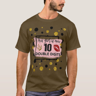10誕生日シャツこの女の子は今10ダブルディグ Tシャツ