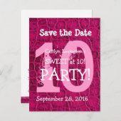 10誕生日スイートアットテンピンクアリゲータープリント 案内ポストカード (正面/裏面)